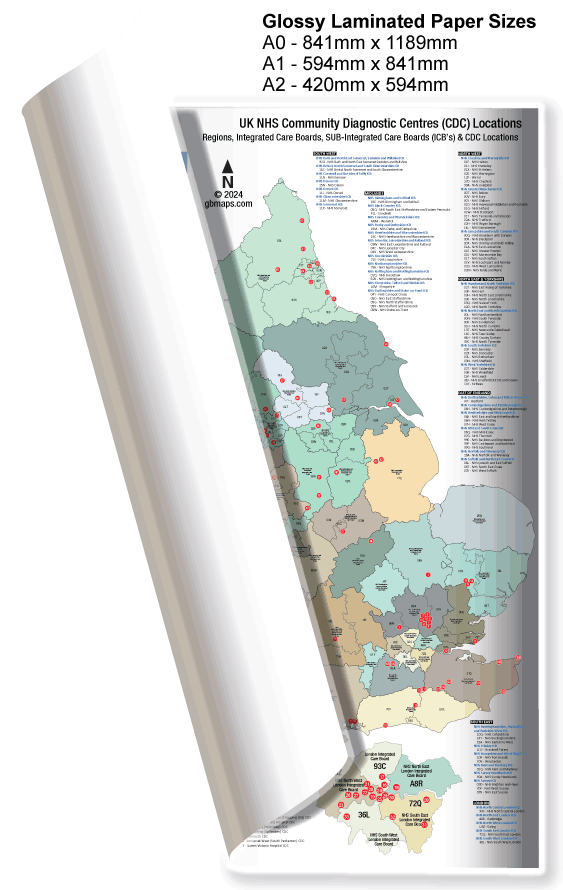 glossy laminated nhs cdc map